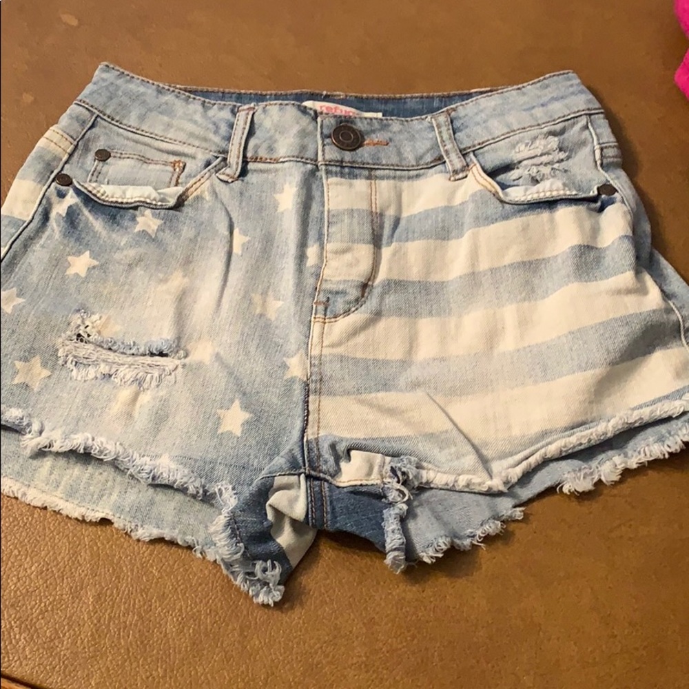 High waisted American flag jeans shorts